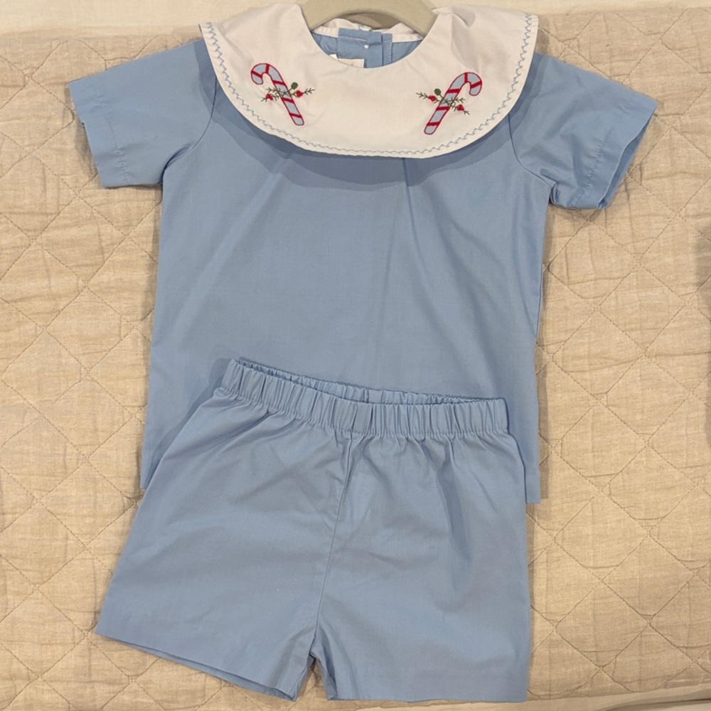 Christmas Themed Little Boy Blue Lullaby Set Brand Set with Candy Cane Collar